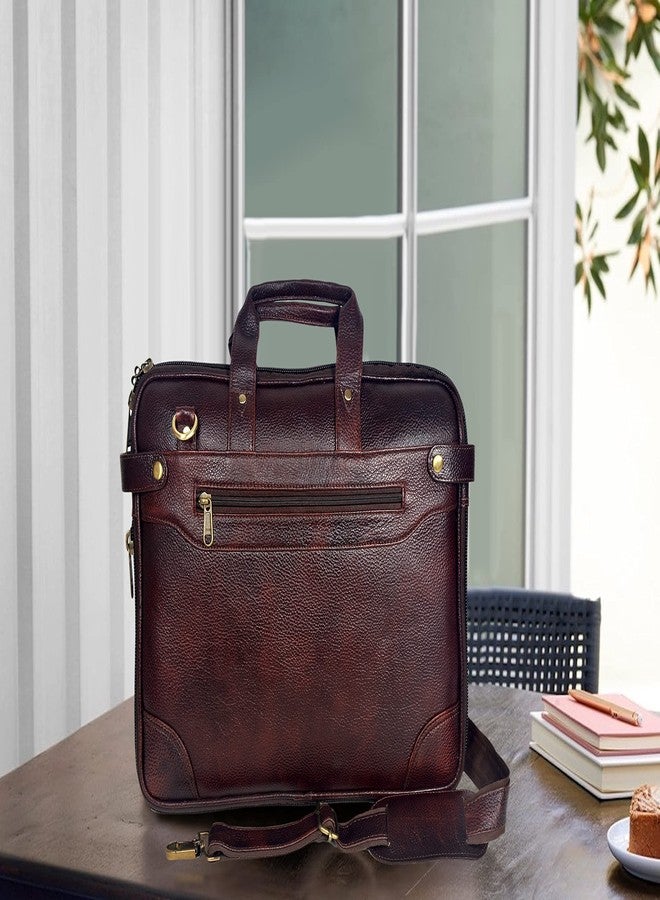 Aone India Leather 16 inches Brown Messenger Bag - Image 1